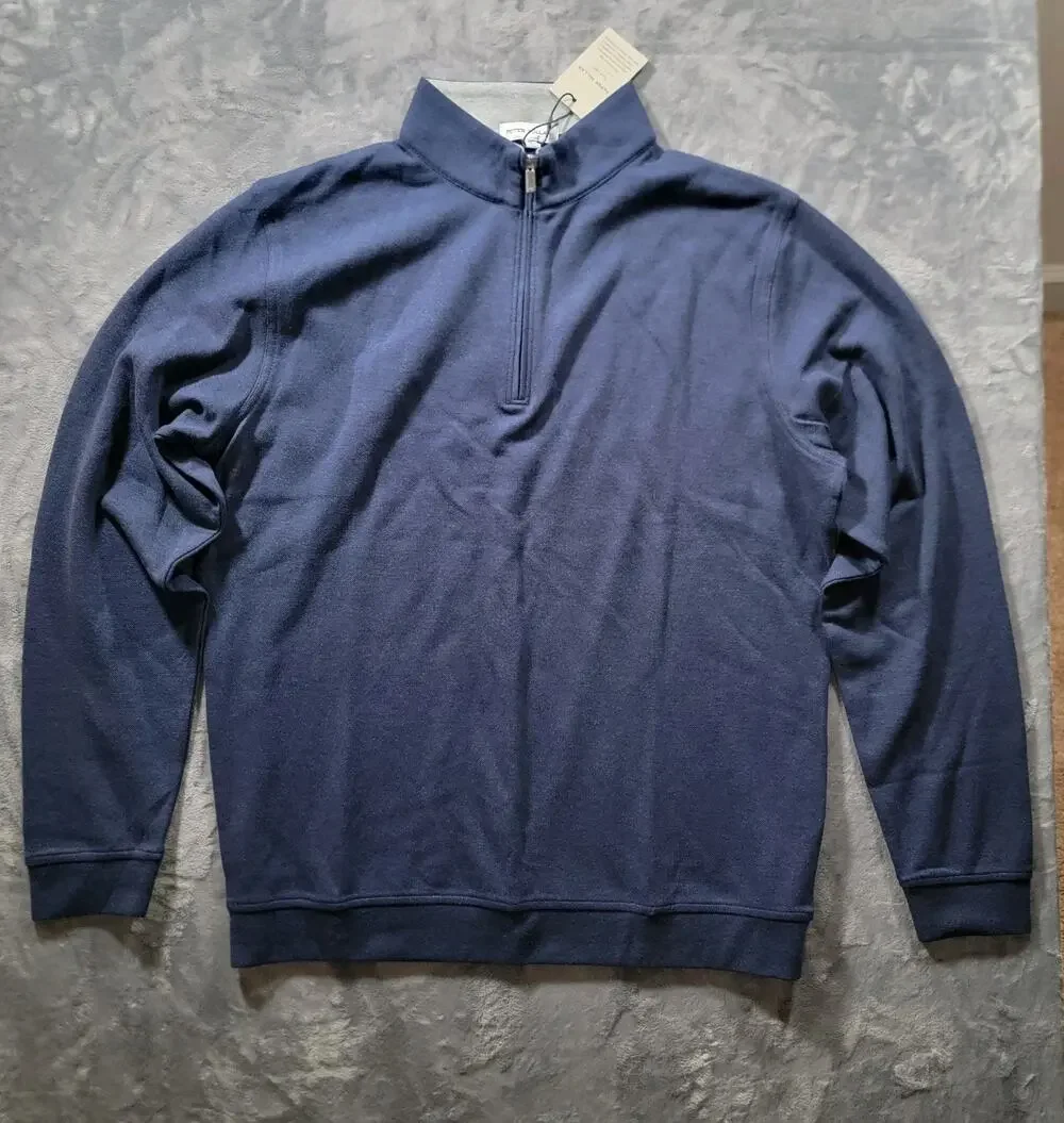 NWT Peter Millar Mens M Crown Comfort 1/4 Zip Pullover Navy